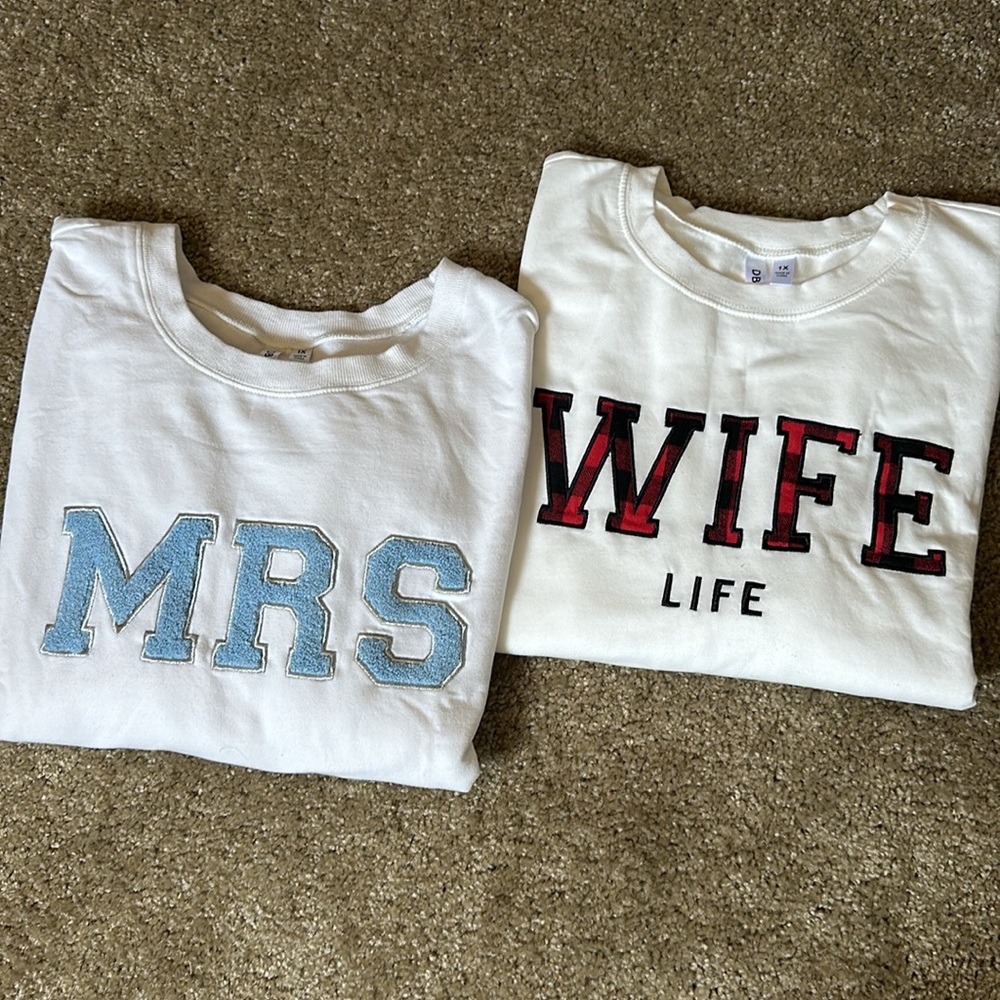 2-Pack White David’s Bridal Sweatshirts (MRS & Wife Life)